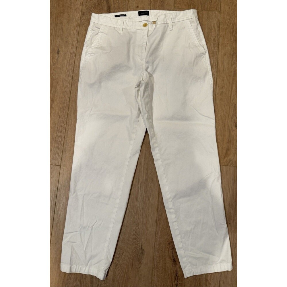 Talbots Relaxed Chino Pants Womens 8 White Cotton Stretch Zip Fly Regular Fit